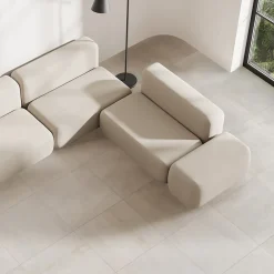 Gresmalt Carrelage sol et mur intérieur en grès cérame effet béton blanc mat L.60 x l.60 cm x ép.7,4 mm, Upper- Carrelage Mural Pour Cuisine|Carrelage Mural Effet Béton