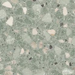 Aelle Carrelage Carrelage sol extérieur antidérapant effet terrazzo 80x80 cm MONACO R VERDE ANTIDESLIZANTE- Carrelage Extérieur Et Terrasse