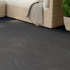 GoodHome Carrelage Extérieur Et Terrasse<Carrelage sol extérieur anthracite effet ardoise L.61,3 x l.30,3 cm x ép.9 mm, Slate