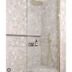 Aelle Carrelage Carrelage sol extérieur antidérapant effet terrazzo 80x80 cm MONACO R BEIGE ANTIDESLIZANTE- Carrelage Extérieur Et Terrasse