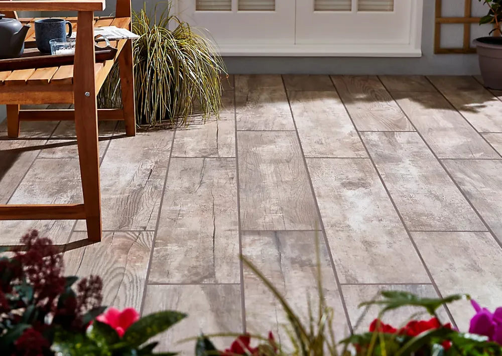 GoodHome Carrelage sol extérieur Brown marron 23 x 120 cm- Carrelage Extérieur Et Terrasse