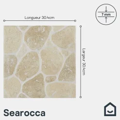 Carrelage sol extérieur effet pierre beige et marron L.30,38 x l.30,38 cm x ép.7 mm, Searocca- Carrelage Extérieur Et Terrasse