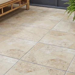 Carrelage sol extérieur effet pierre tons beiges L.42,04 x l.42,04 cm x ép.7,4 mm, Piazza- Carrelage Extérieur Et Terrasse