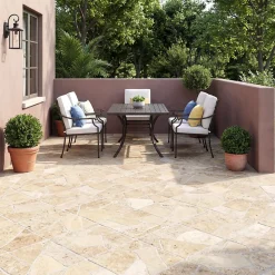 Carrelage sol extérieur effet pierre tons beiges L.42,04 x l.42,04 cm x ép.7,4 mm, Piazza- Carrelage Extérieur Et Terrasse