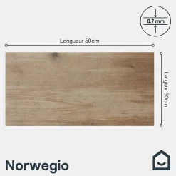 Carrelage sol extérieur effet bois marron clair L.60 x l.30 cm x ép.8,7 mm, Norwegio- Carrelage Extérieur Et Terrasse