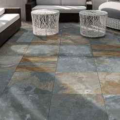 Carrelage sol extérieur effet pierre oxydée L.60 x l.60 cm x ép.9 mm, Denali- Carrelage Extérieur Et Terrasse