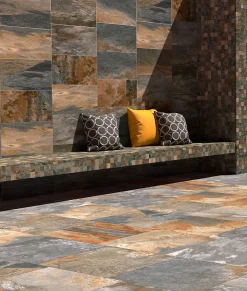 Carrelage sol extérieur effet pierre oxydée L.60 x l.60 cm x ép.9 mm, Denali- Carrelage Extérieur Et Terrasse
