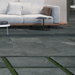 Ecoceramic Carrelage Extérieur Et Terrasse<Carrelage sol extérieur en grès cérame émaillé effet pierre anthracite l.60 x L.60 x ép.2 cm Pietra