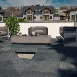 Ecoceramic Carrelage Extérieur Et Terrasse<Carrelage sol extérieur en grès cérame émaillé effet pierre anthracite l.60 x L.60 x ép.2 cm Pietra