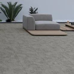 Ecoceramic Carrelage sol extérieur en grès cérame émaillé effet béton gris anthracite l.60 x L.60 x ép. 0.9cm Bauha- Carrelage Extérieur Et Terrasse