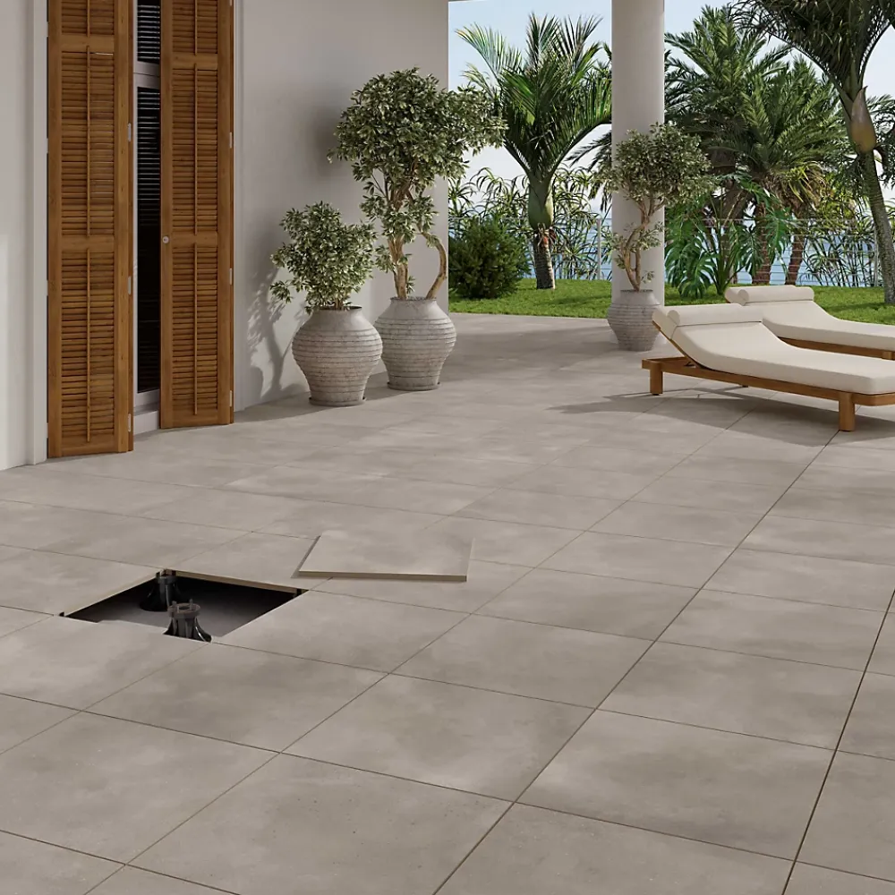 Alaplana Carrelage Extérieur Et Terrasse<Carrelage sol extérieur en grès cérame émaillé effet béton taupe l.60 x L.60 x ép. 2 cm Rohe