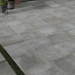 GoodHome Carrelage sol extérieur en grès cérame émaillé effet pierre anthracite l.60 x L.60 x ép.2 cm Arina- Carrelage Extérieur Et Terrasse