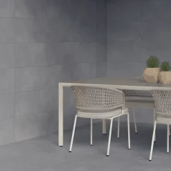 Ecoceramic Carrelage sol extérieur en grès cérame émaillé effet béton gris l.30 x L.60 x ép. 0.9 cm District- Carrelage Extérieur Et Terrasse