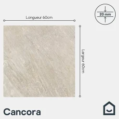 GoodHome Carrelage Extérieur Et Terrasse<Carrelage sol extérieur en grès cérame émaillé effet pierre beige l.60 x L.60 x ép.2 cm Cancora