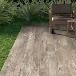 Ecoceramic Carrelage sol extérieur en grès cérame émaillé effet bois gris l.15 x L.90 x ép.0,86 cm Timberlane- Carrelage Extérieur Et Terrasse