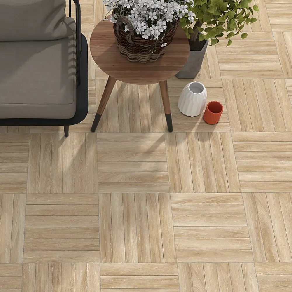 Ecoceramic Carrelage sol extérieur en grès cérame émaillé effet chêne miel l.45 x L.45 x 0.95 cm Deckland- Carrelage Extérieur Et Terrasse