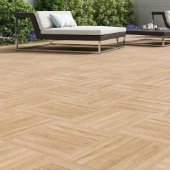 Ecoceramic Carrelage sol extérieur en grès cérame émaillé effet chêne miel l.45 x L.45 x 0.95 cm Deckland- Carrelage Extérieur Et Terrasse