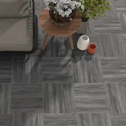 Ecoceramic Carrelage sol extérieur en grès cérame émaillé effet chêne anthracite l.45 x L.45 x 0.95 cm Deckland- Carrelage Extérieur Et Terrasse