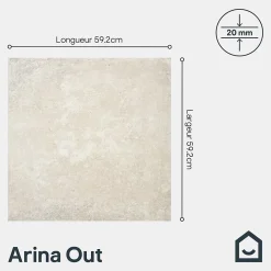 GoodHome Carrelage Extérieur Et Terrasse<Carrelage sol extérieur en grès cérame émaillé effet pierre gris clair l.60 x L.60 x ép.2 cm Arina