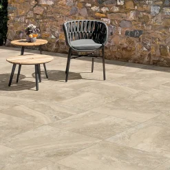 Carrelage sol extérieur en grès cérame émaillé effet pierre beige l.60 x L.60 x ép.0,8 cm Siena- Carrelage Extérieur Et Terrasse