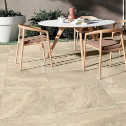Carrelage sol extérieur en grès cérame émaillé effet pierre beige l.60 x L.60 x ép.0,8 cm Siena- Carrelage Extérieur Et Terrasse