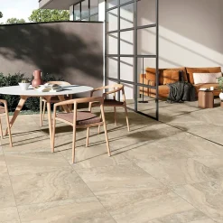 Carrelage sol extérieur en grès cérame émaillé effet pierre beige l.60 x L.60 x ép.0,8 cm Siena- Carrelage Extérieur Et Terrasse