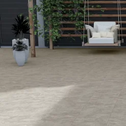 Ecoceramic Carrelage sol extérieur en grès cérame émaillé effet béton gris perle l.45 x L.45 x ép. 0.85cm Bauha- Carrelage Extérieur Et Terrasse
