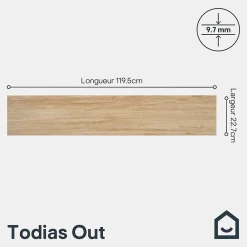 GoodHome Carrelage sol extérieur en grès cérame émaillé effet bois clair l.22 x L.120 x ép. 0,97 cm Todias Haya- Carrelage Extérieur Et Terrasse