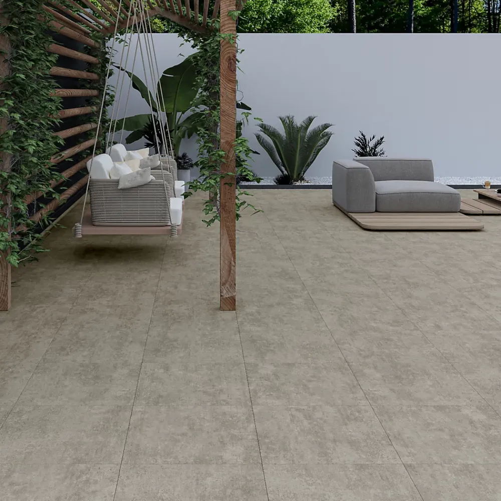 Ecoceramic Carrelage Extérieur Et Terrasse<Carrelage sol extérieur en grès cérame émaillé effet béton gris perle l.60 x L.60 x ép. 0.9cm Bauha