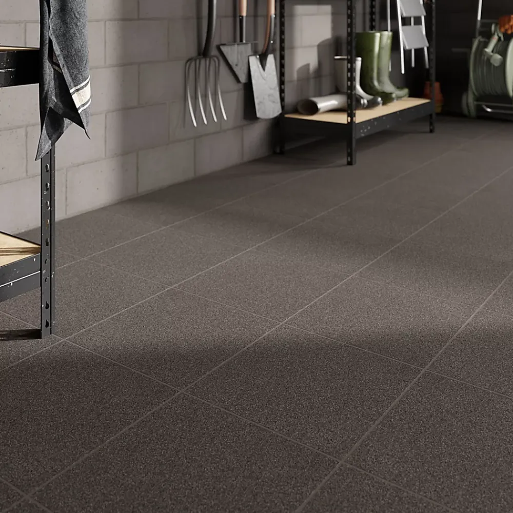 Carrelage Mural Effet Pierre|Carrelage Sol Effet Pierre<Carrelage sol intérieur anthracite L.33,3 x l.33,3 cm x ép.7 mm, Porphyre