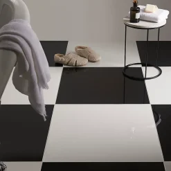 GoodHome Carrelage sol intérieur blanc poli brillant L.60 x l.60 cm x ép.9,5 mm, Latinie- Carrelage Mural Pour Wc|Carrelage Sol Pour Wc