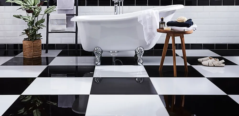 GoodHome Carrelage sol intérieur blanc poli brillant L.60 x l.60 cm x ép.9,5 mm, Latinie- Carrelage Mural Pour Wc|Carrelage Sol Pour Wc