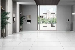 GoodHome Carrelage sol intérieur blanc poli brillant L.60 x l.60 cm x ép.9,5 mm, Latinie- Carrelage Mural Pour Wc|Carrelage Sol Pour Wc