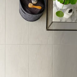 GoodHome Carrelage Mural Pour Cuisine|Carrelage Mural Pour Salle De Bains<Carrelage sol intérieur blanc effet pierre satin L.60 x l.30 cm x ép.8 mm, Natural