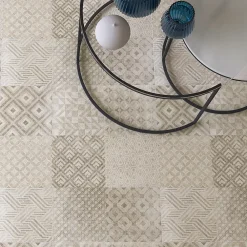 GoodHome Carrelage Mural Effet Carreaux De Ciment|Carrelage Sol Effet Carreaux De Ciment<Carrelage sol intérieur effet carreaux de ciment tons beiges et gris L.60 x l.60 cm x ép.9,5 mm, Kontainer