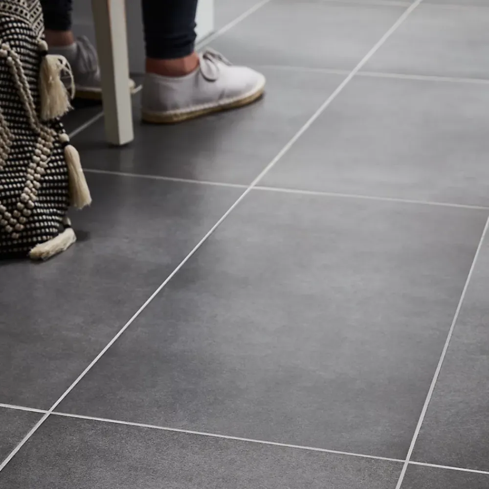 GoodHome Carrelage Mural Effet Béton|Carrelage Sol Effet Béton<Carrelage sol intérieur effet béton anthracite L.61,7 x l.30,7 cm x ép.7,4 mm, Konkrete