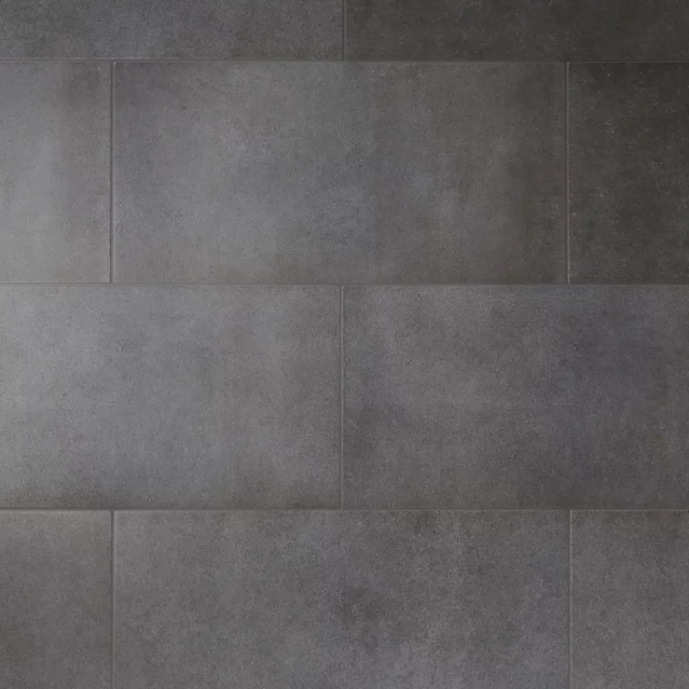 GoodHome Carrelage Mural Effet Béton|Carrelage Sol Effet Béton<Carrelage sol intérieur effet béton anthracite L.61,7 x l.30,7 cm x ép.7,4 mm, Konkrete