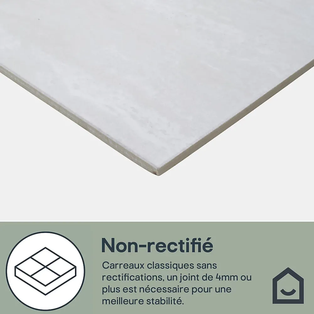 GoodHome Carrelage Mural Effet Pierre|Carrelage Sol Effet Pierre<Carrelage sol intérieur ivoire effet pierre L.60 x l.60 cm x ép.9,2 mm, Soft Travertin