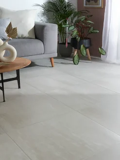 GoodHome Carrelage Mural Effet Pierre|Carrelage Sol Effet Pierre<Carrelage sol intérieur ivoire effet pierre L.60 x l.60 cm x ép.9,2 mm, Soft Travertin