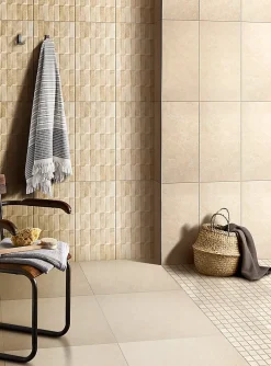 GoodHome Carrelage Mural Effet Pierre|Carrelage Sol Effet Pierre<Carrelage sol intérieur taupe beige effet pierre L.61,5 x l.61,5 cm x ép.9 mm, Soft Lime Stone
