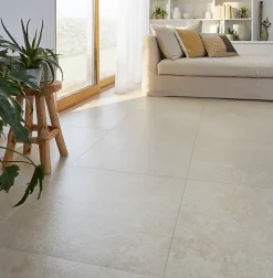 GoodHome Carrelage Mural Effet Pierre|Carrelage Sol Effet Pierre<Carrelage sol intérieur taupe beige effet pierre L.61,5 x l.61,5 cm x ép.9 mm, Soft Lime Stone