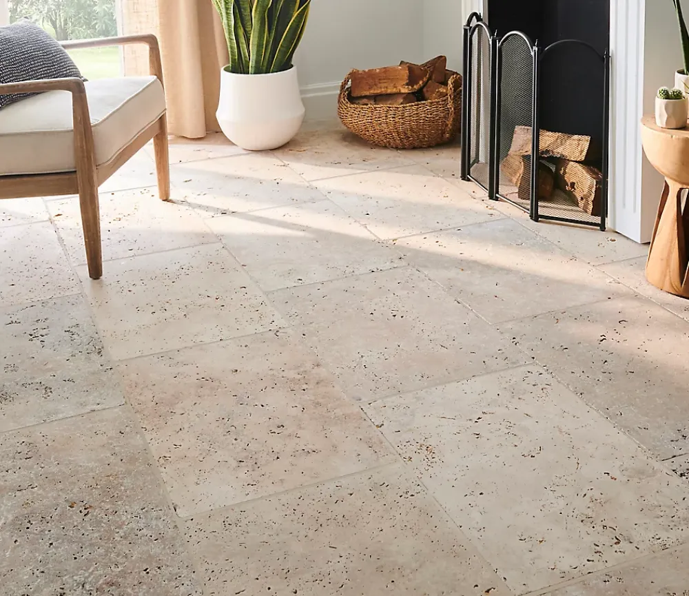 Casa Linéa Travertin<Carrelage sol intérieur travertin L.61 x l.40,6 cm x ép.12 mm, Antique