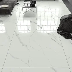 Bien Seramik Carrelage Sol Effet Marbre<Carrelage sol/mur effet marbre blanc brillant Statuario Goya l.60 x L.120 cm