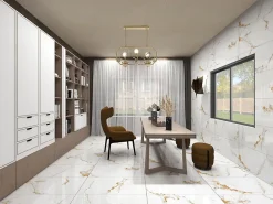 Velloza Carrelage sol/mur effet marbre blanc brillant GOLDEN CARRARA L.120 x l.60cm- Carrelage Sol Pour Salle De Bains|Carrelage Sol Effet Marbre