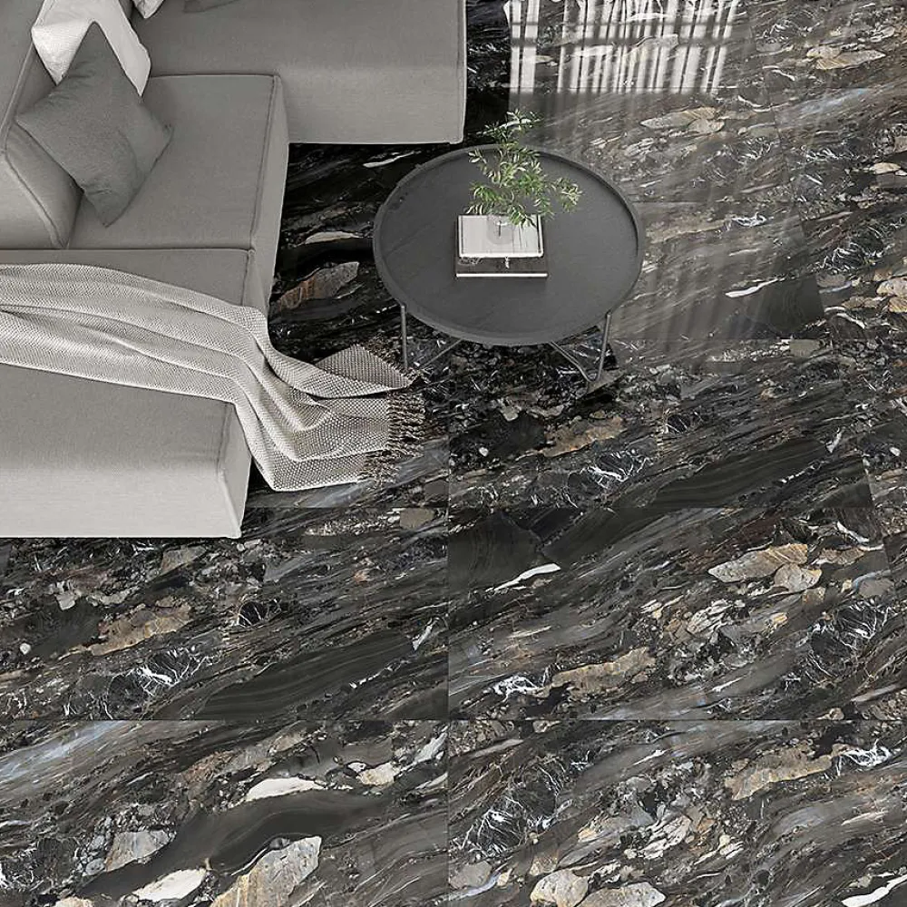 Bien Seramik Carrelage Sol Effet Marbre<Carrelage sol/mur effet marbre noir brillant Arion l.60 x L.120 cm