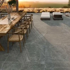 Alaplana Carrelage sol/mur effet pierre slipstop TENBY ANTHRACITE L.120 x l.60cm- Carrelage Sol Effet Pierre