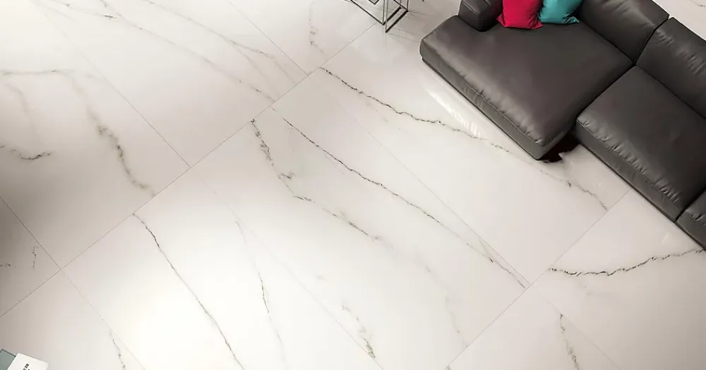 Deco Prom Carrelage sol/mur intérieur effet MARBRE l.60 x L.120 cm STATUARIO- Faïence Effet Marbre