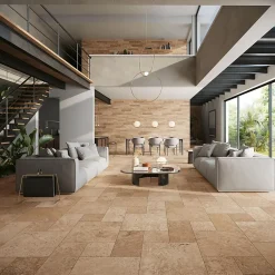 Novoceram Carrelage sol/mur intérieur effet pierre TIBER 30x60 cm - Natural rectifié- V4: variation forte de nuances- Carrelage Sol Effet Pierre