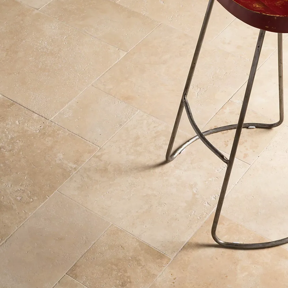Ro'Ma Nature Carrelage Travertin Beige Clair Opus 4 x1,2 cm - Intérieur et Extérieur (lot de 1,48 m² soit 2 paquets) -- Travertin