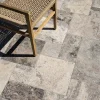 Ro'Ma Nature Travertin<Carrelage Travertin Gris Silver Opus 4 x1,2 cm - Intérieur et Extérieur (lot de 1,48 m² soit 2 paquets) -